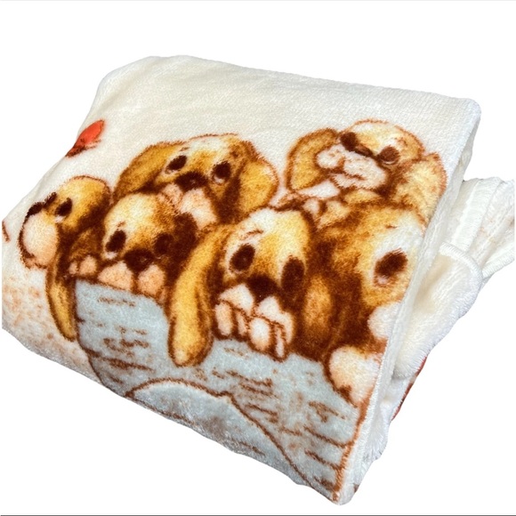 Precious Moments Plush Blanket Girl Puppies Dogs Wagon God Loveth Cheerful Giver - Picture 5 of 7